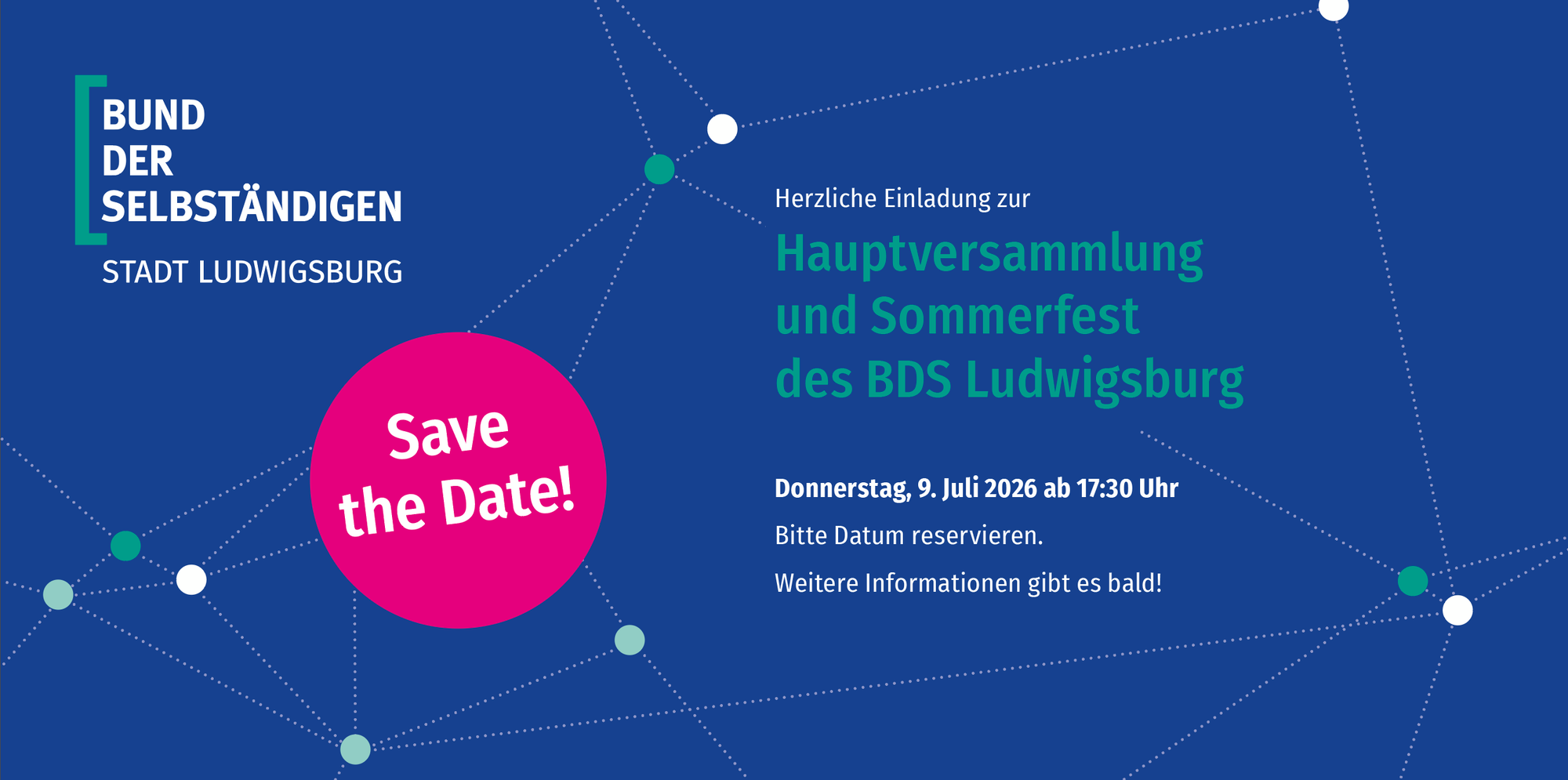 Hauptversammlung und Sommerfest 2026 des BDS Ludwigsburg – Save the date!
